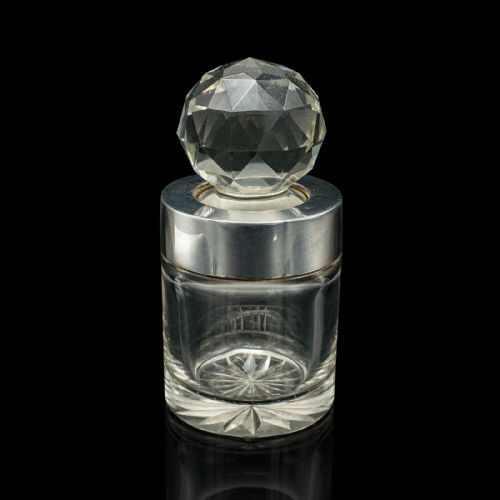 SMALL ANTIQUE SCENT BOTTLE ENGLISH GLASS SILVER PERFUME HALLMARK VICTORIAN - ADDITIONAL PHOTO 2