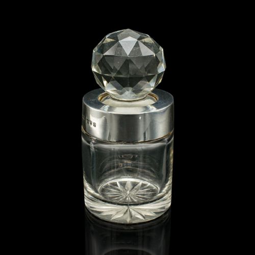 SMALL ANTIQUE SCENT BOTTLE ENGLISH GLASS SILVER PERFUME HALLMARK VICTORIAN - ADDITIONAL PHOTO 3