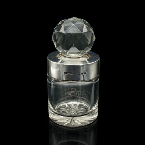 SMALL ANTIQUE SCENT BOTTLE ENGLISH GLASS SILVER PERFUME HALLMARK VICTORIAN - ADDITIONAL PHOTO 4