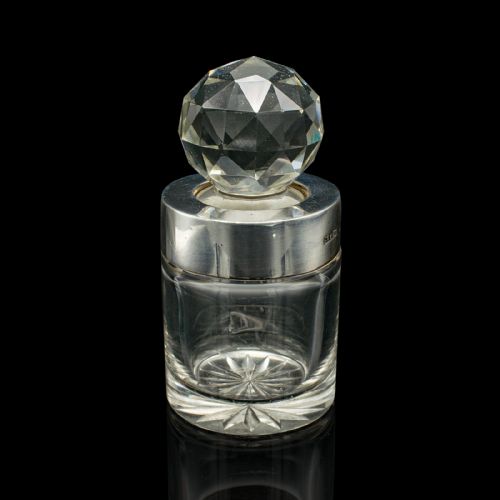SMALL ANTIQUE SCENT BOTTLE ENGLISH GLASS SILVER PERFUME HALLMARK VICTORIAN - ADDITIONAL PHOTO 5