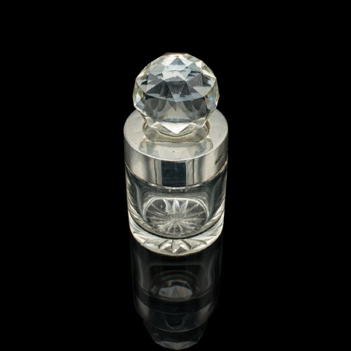 SMALL ANTIQUE SCENT BOTTLE ENGLISH GLASS SILVER PERFUME HALLMARK VICTORIAN - ADDITIONAL PHOTO 6