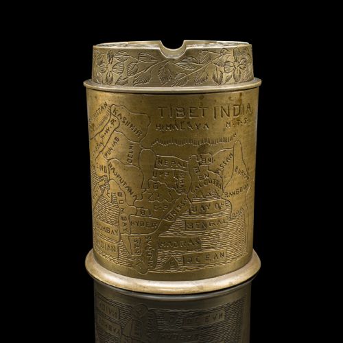 ANTIQUE HAND DECORATED CIGARETTE KEEPER INDIAN BRASS TOBACCO TIN VICTORIAN - ADDITIONAL PHOTO 3