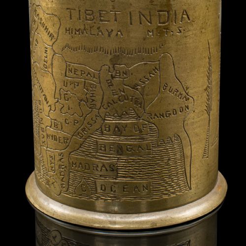 ANTIQUE HAND DECORATED CIGARETTE KEEPER INDIAN BRASS TOBACCO TIN VICTORIAN - ADDITIONAL PHOTO 9