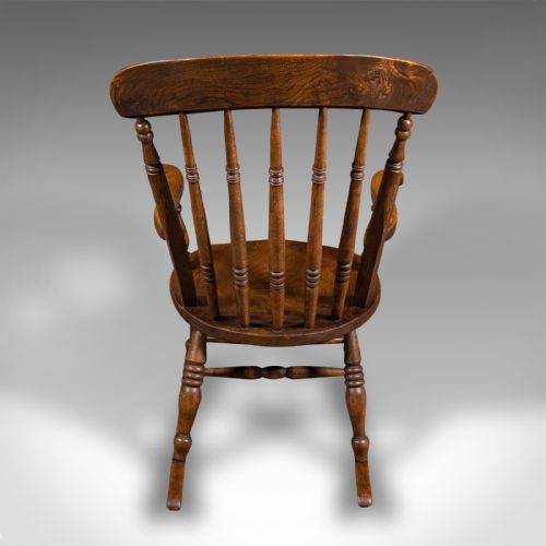 fig 4. Antique Rocker, English, Beech, Elm, Rocking Chair, Country House, Victorian