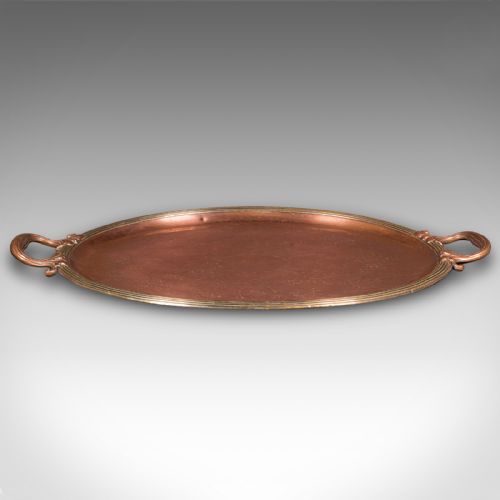 ANTIQUE PRESENTATION TRAY ENGLISH COPPER BRONZE SERVING PLATTER VICTORIAN - ADDITIONAL PHOTO 1