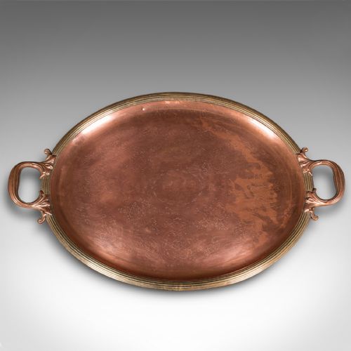 ANTIQUE PRESENTATION TRAY ENGLISH COPPER BRONZE SERVING PLATTER VICTORIAN - ADDITIONAL PHOTO 3