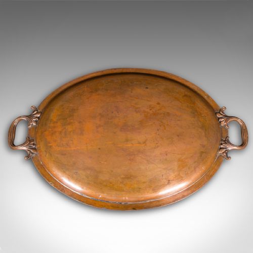 ANTIQUE PRESENTATION TRAY ENGLISH COPPER BRONZE SERVING PLATTER VICTORIAN - ADDITIONAL PHOTO 4