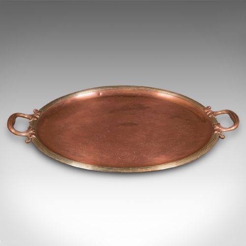 ANTIQUE PRESENTATION TRAY ENGLISH COPPER BRONZE SERVING PLATTER VICTORIAN - ADDITIONAL PHOTO 5