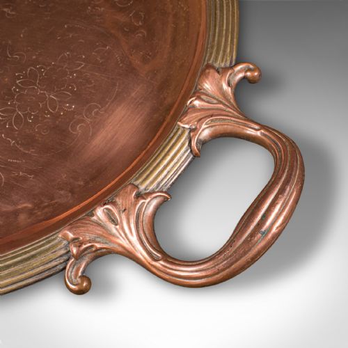 ANTIQUE PRESENTATION TRAY ENGLISH COPPER BRONZE SERVING PLATTER VICTORIAN - ADDITIONAL PHOTO 7