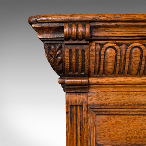 ANTIQUE PEDESTAL DESK ENGLISH OAK LEATHER MERRYWEATHER SON LATE VICTORIAN - ADDITIONAL PHOTO 8