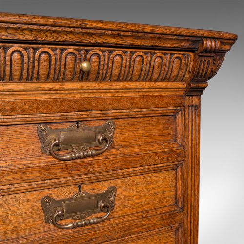 ANTIQUE PEDESTAL DESK ENGLISH OAK LEATHER MERRYWEATHER SON LATE VICTORIAN - ADDITIONAL PHOTO 9