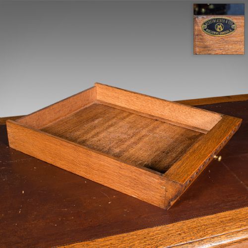 ANTIQUE PEDESTAL DESK ENGLISH OAK LEATHER MERRYWEATHER SON LATE VICTORIAN - ADDITIONAL PHOTO 11