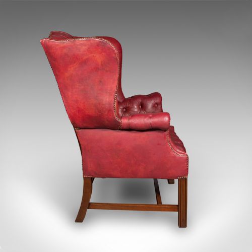 fig 2. Antique Fireside Wing Back Armchair, English, Leather, Lounge Chair, Edwardian