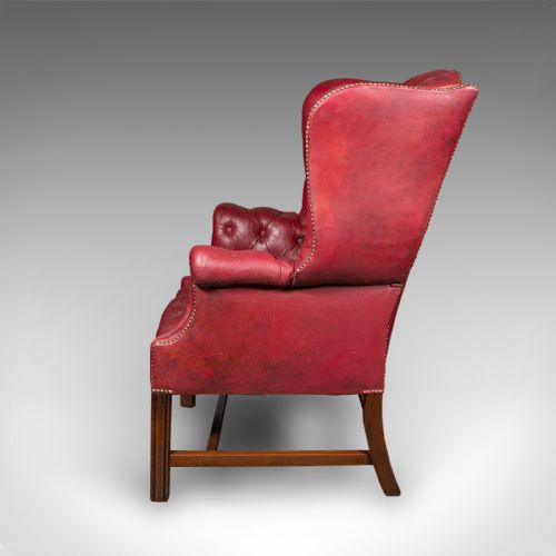 fig 3. Antique Fireside Wing Back Armchair, English, Leather, Lounge Chair, Edwardian