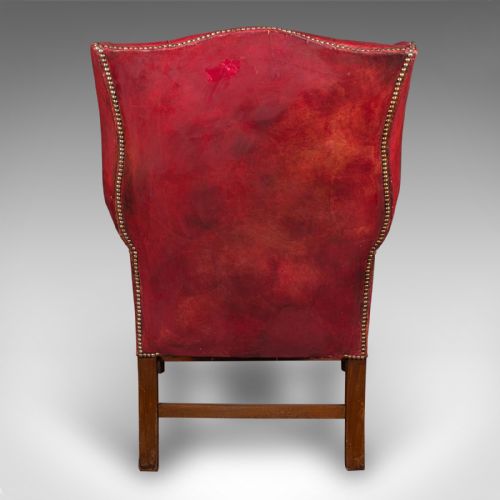 fig 4. Antique Fireside Wing Back Armchair, English, Leather, Lounge Chair, Edwardian