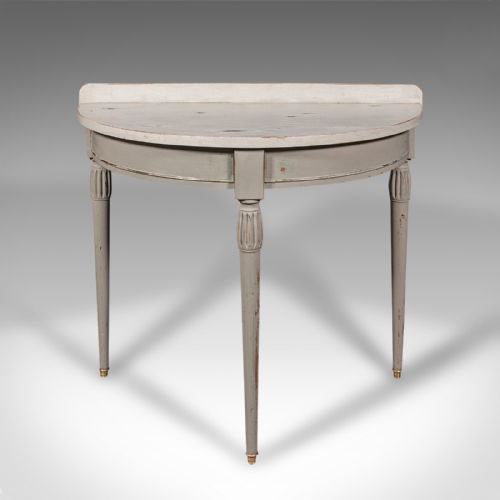 fig 1. Antique Demi Lune Side Table, French, Painted, Occasional, End, Victorian, 1900