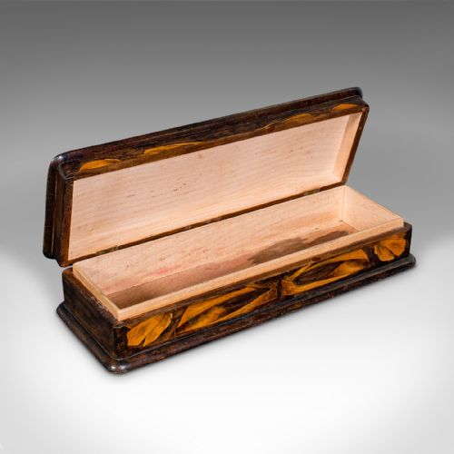 fig 1. Antique Hand Painted Writing Box, English, Cedar, Desktop Pen Case, Edwardian