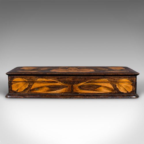 fig 3. Antique Hand Painted Writing Box, English, Cedar, Desktop Pen Case, Edwardian