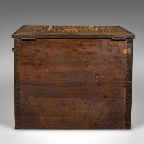 ANTIQUE DECORATIVE FIRESIDE STORE BELGIAN BRASS LOG COAL BIN LATE VICTORIAN - ADDITIONAL PHOTO 3