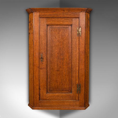 TALL ANTIQUE CORNER CABINET ENGLISH OAK 4 SHELF WALL CUPBOARD GEORGIAN 1800 - ADDITIONAL PHOTO 3