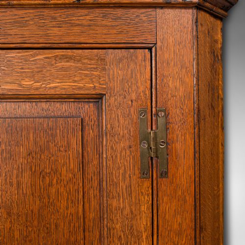 TALL ANTIQUE CORNER CABINET ENGLISH OAK 4 SHELF WALL CUPBOARD GEORGIAN 1800 - ADDITIONAL PHOTO 5