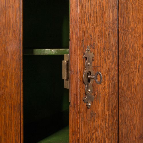 TALL ANTIQUE CORNER CABINET ENGLISH OAK 4 SHELF WALL CUPBOARD GEORGIAN 1800 - ADDITIONAL PHOTO 7