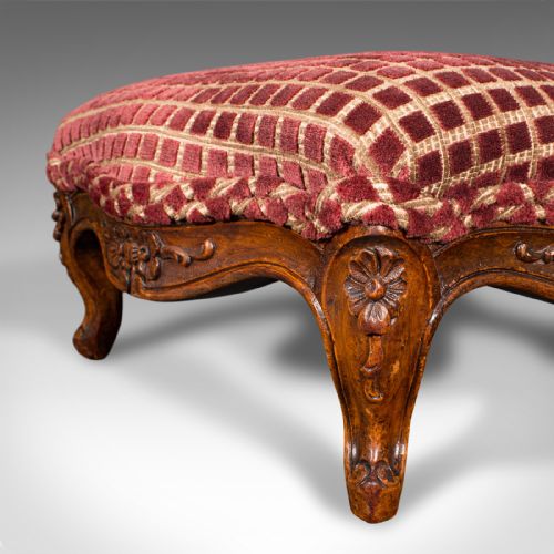 ANTIQUE FOOTSTOOL ENGLISH WALNUT TEXTILE BEDROOM LOUNGE STOOL VICTORIAN - ADDITIONAL PHOTO 6