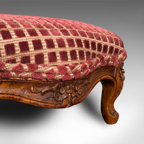 ANTIQUE FOOTSTOOL ENGLISH WALNUT TEXTILE BEDROOM LOUNGE STOOL VICTORIAN - ADDITIONAL PHOTO 7
