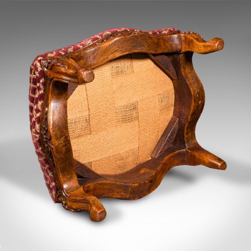 ANTIQUE FOOTSTOOL ENGLISH WALNUT TEXTILE BEDROOM LOUNGE STOOL VICTORIAN - ADDITIONAL PHOTO 8