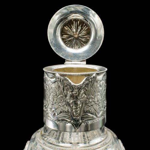 ANTIQUE DESSERT WINE JUG ENGLISH GLASS SILVER PLATE SERVING EWER VICTORIAN - ADDITIONAL PHOTO 9