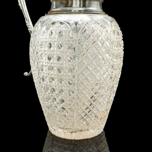 ANTIQUE DESSERT WINE JUG ENGLISH GLASS SILVER PLATE SERVING EWER VICTORIAN - ADDITIONAL PHOTO 10
