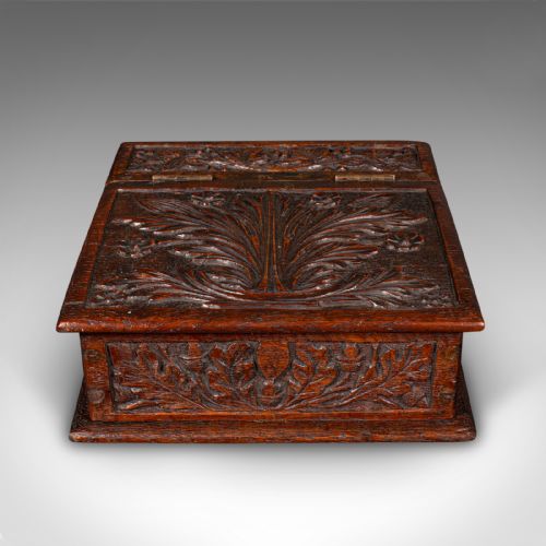 fig 3. Antique Gardener's Box, English, Oak, Case, Relief Decor, Victorian, Circa 1880