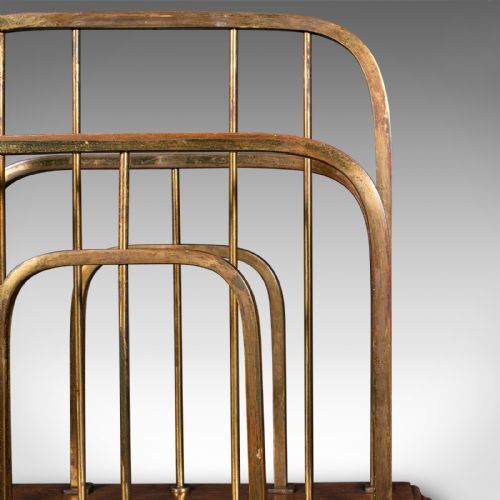 ANTIQUE CHAIRSIDE NEWSPAPER RACK ENGLISH OAK BRASS MAGAZINE STAND EDWARDIAN - ADDITIONAL PHOTO 6