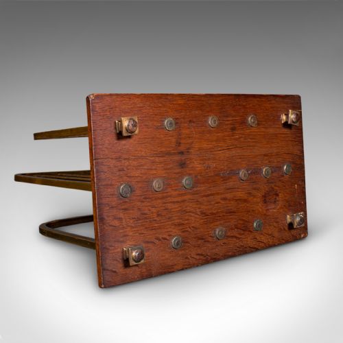 ANTIQUE CHAIRSIDE NEWSPAPER RACK ENGLISH OAK BRASS MAGAZINE STAND EDWARDIAN - ADDITIONAL PHOTO 7