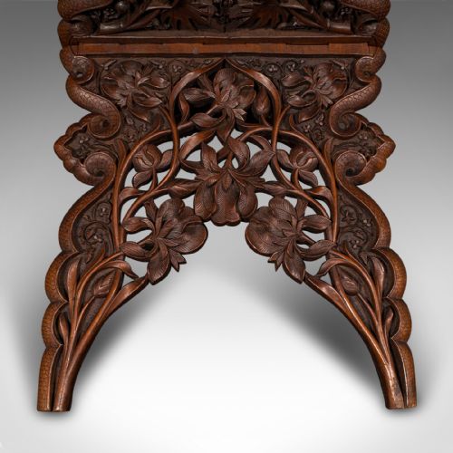 ANTIQUE CLUB LOUNGE MAGAZINE STAND BURMESE TEAK FOLDING BOOK RACK VICTORIAN - ADDITIONAL PHOTO 6