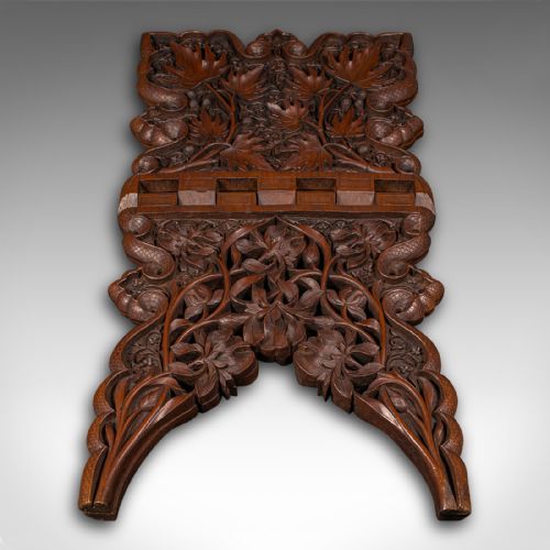 ANTIQUE CLUB LOUNGE MAGAZINE STAND BURMESE TEAK FOLDING BOOK RACK VICTORIAN - ADDITIONAL PHOTO 7