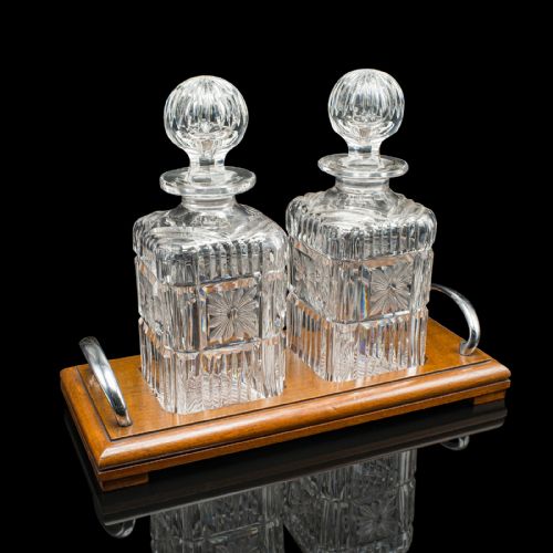 ANTIQUE DECANTER SERVICE ENGLISH CRYSTAL GLASS PAIR MAPPIN WEBB EDWARDIAN