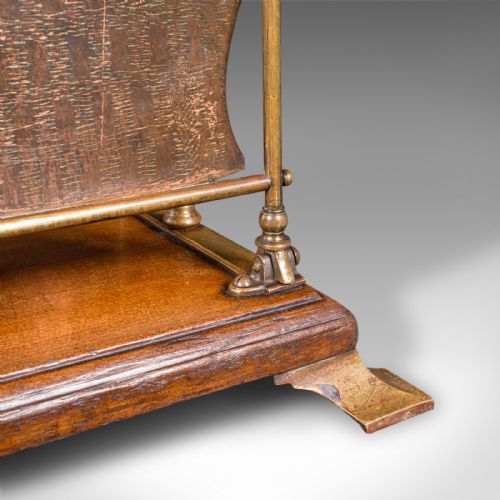 ANTIQUE NEWSPAPER RACK FRENCH BRASS COPPER WALNUT MAGAZINE STAND VICTORIAN - ADDITIONAL PHOTO 7