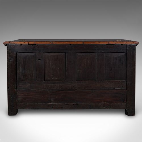 LARGE ANTIQUE MULE CHEST ENGLISH CARVED OAK COFFER WILLIAM III CIRCA 1700 - ADDITIONAL PHOTO 4