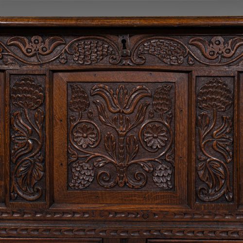 LARGE ANTIQUE MULE CHEST ENGLISH CARVED OAK COFFER WILLIAM III CIRCA 1700 - ADDITIONAL PHOTO 10