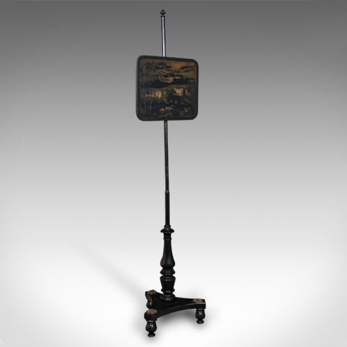 ANTIQUE FIRESIDE POLE SCREEN ENGLISH HEIGHT ADJUSTABLE AESTHETIC VICTORIAN