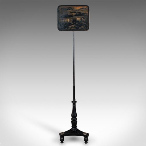 ANTIQUE FIRESIDE POLE SCREEN ENGLISH HEIGHT ADJUSTABLE AESTHETIC VICTORIAN - ADDITIONAL PHOTO 1