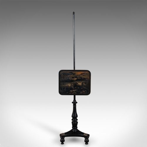 ANTIQUE FIRESIDE POLE SCREEN ENGLISH HEIGHT ADJUSTABLE AESTHETIC VICTORIAN - ADDITIONAL PHOTO 2