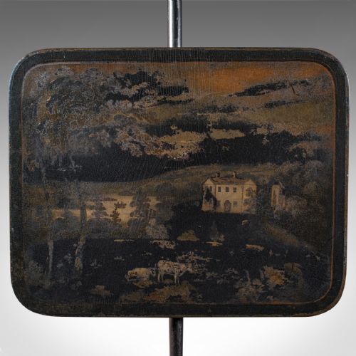 ANTIQUE FIRESIDE POLE SCREEN ENGLISH HEIGHT ADJUSTABLE AESTHETIC VICTORIAN - ADDITIONAL PHOTO 6