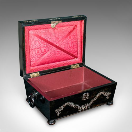 ANTIQUE KEEPSAKE BOX ENGLISH COROMANDEL INLAID STATIONERY CASE REGENCY 1830 - ADDITIONAL PHOTO 1