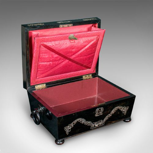 ANTIQUE KEEPSAKE BOX ENGLISH COROMANDEL INLAID STATIONERY CASE REGENCY 1830 - ADDITIONAL PHOTO 2