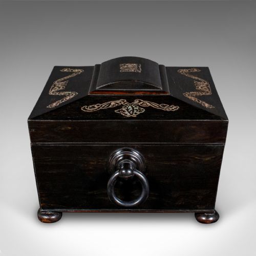 ANTIQUE KEEPSAKE BOX ENGLISH COROMANDEL INLAID STATIONERY CASE REGENCY 1830 - ADDITIONAL PHOTO 3