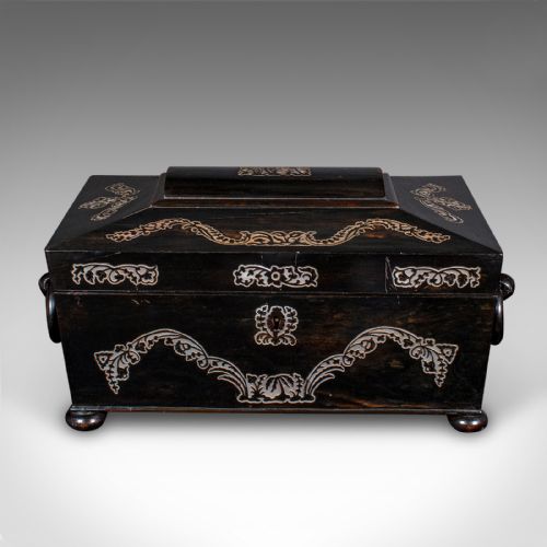 ANTIQUE KEEPSAKE BOX ENGLISH COROMANDEL INLAID STATIONERY CASE REGENCY 1830 - ADDITIONAL PHOTO 4