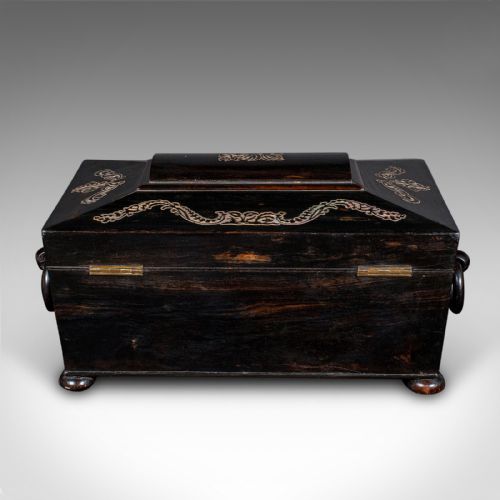 ANTIQUE KEEPSAKE BOX ENGLISH COROMANDEL INLAID STATIONERY CASE REGENCY 1830 - ADDITIONAL PHOTO 5
