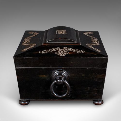 ANTIQUE KEEPSAKE BOX ENGLISH COROMANDEL INLAID STATIONERY CASE REGENCY 1830 - ADDITIONAL PHOTO 6